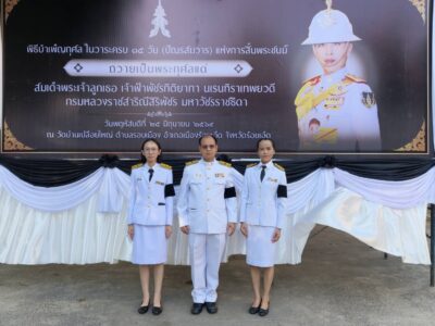สำนักตรวจเงินแผ่นดินจังหวัดร้อยเอ็ดพิธีบำเพ็ญกุศลและทำบุญตักบาตร ในวาระครบ 15 วัน (ปัณรสมวาร) แห่งการสิ้นพระชนม์